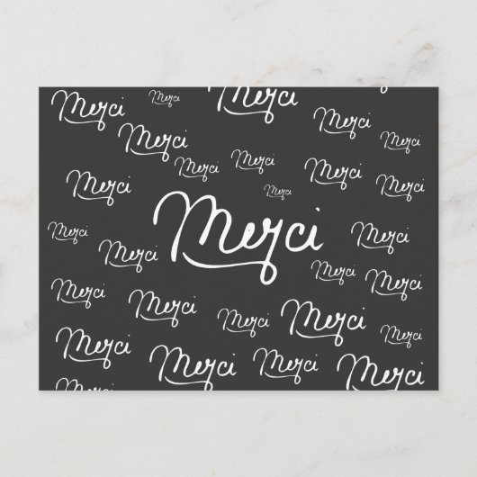 "Merci", Frans Citaat Zwart-wit patroon Briefkaart (Voorkant)