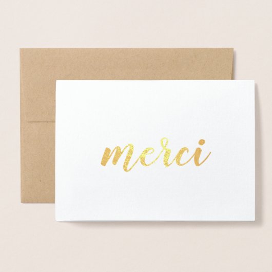 Merci Franse Dank U Borstelstreek Schrift Goud Folie Kaarten (Voorkant met envelop)