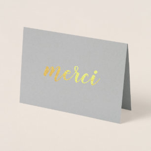 Merci French Bedankt Brushstroke Script Gold Folie Kaarten