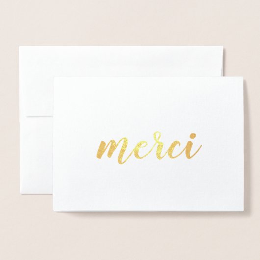 Merci French Bedankt Brushstroke Script Gold Folie Kaarten (Voorkant met envelop)