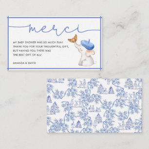 Merci French Blue Boy Baby shower Dank je Enclosu Informatiekaartje