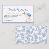Merci French Blue Boy Baby shower Dank je Informatiekaartje (Voorkant / Achterkant)