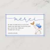 Merci French Blue Boy Baby shower Dank je Informatiekaartje (Voorkant)