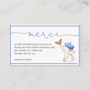 Merci French Blue Boy Baby shower Dank u wel! Informatiekaartje