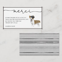 Merci French Bulldog Baby shower Dank u Enclosu