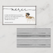 Merci French Bulldog Baby shower Dankuwel Informatiekaartje (Voorkant / Achterkant)