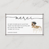 Merci French Bulldog Baby shower Dankuwel Informatiekaartje (Voorkant)