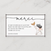 Merci French Gender Neutral Baby shower Dank u wel Informatiekaartje (Voorkant)
