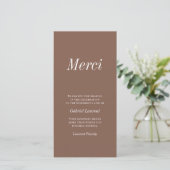 Merci French Modern Typography Memorial Dankuwel Bedankkaart (Staand voorkant)