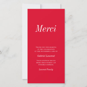 Merci French Modern Typography Memorial Dankuwel Bedankkaart
