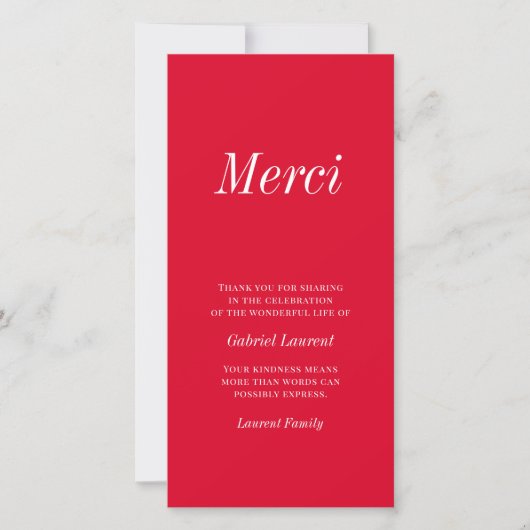 Merci French Modern Typography Memorial Dankuwel Bedankkaart (Voorkant)
