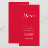 Merci French Modern Typography Memorial Dankuwel Bedankkaart (Voorkant / Achterkant)