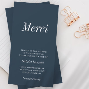 Merci French Modern Typography Memorial Dankuwel Bedankkaart