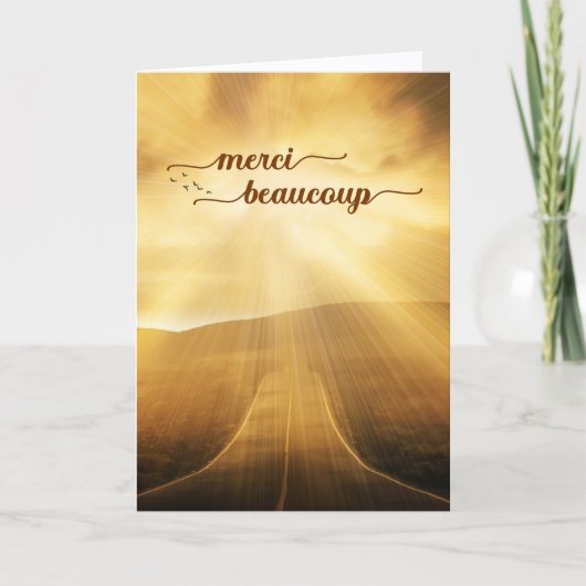 Merci French Sunlit Endless Road Bedankkaart (Voorkant)