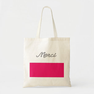 Merci French Word Dank u wel roze Typografie Cute Tote Bag