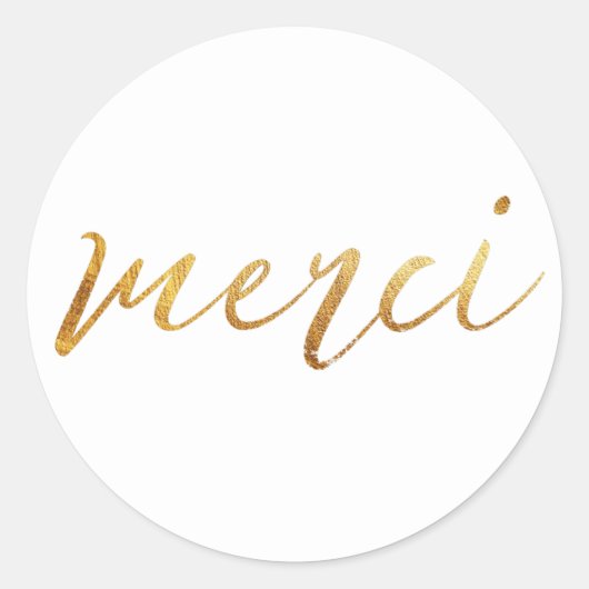 Merci Gold Elegant Hartelijk dank Ronde Sticker (Voorkant)