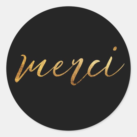 Merci Gold Elegant Hartelijk dank Ronde Sticker (Voorkant)