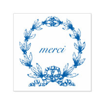 "merci" in Laurel Wreath zelfinktstempel