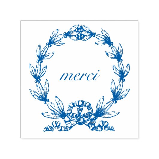 "merci" in Laurel Wreath zelfinktstempel Zelfinktende Stempel (Design)