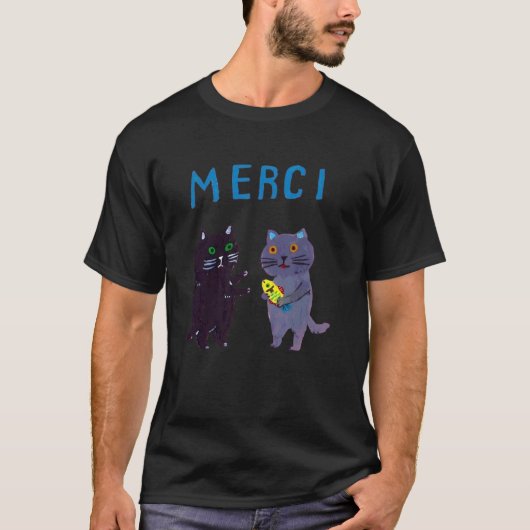 Merci kat Grappig T-shirt (Voorkant)
