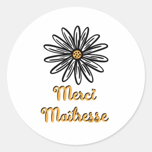 Merci maîtresse ronde sticker (Voorkant)