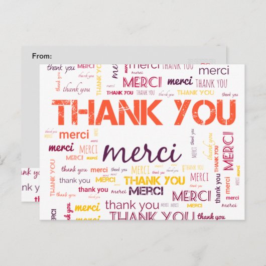 MERCI, MERCI, MERCI - DANK U BRIEFKAART (Voorkant / Achterkant)