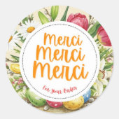 Merci Merci Merci Floral Dank u Sticker (Voorkant)