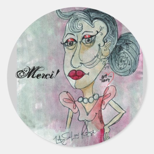 Merci. Sticker_Lady nr. 3 Ronde Sticker (Voorkant)