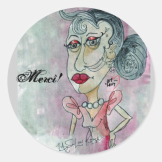 Merci. Sticker_Lady nr. 3 Ronde Sticker