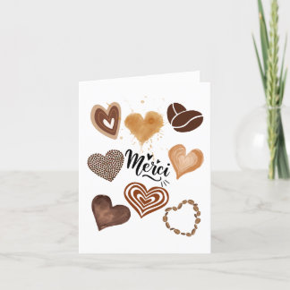 Merci Word en bruine harten Bedankkaart