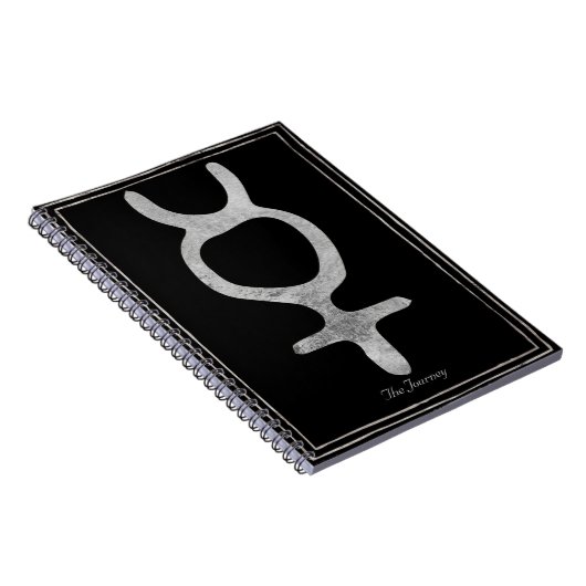 Mercurius hammered zilver gestileerd planetsymbool notitieboek (Rechterzijde)