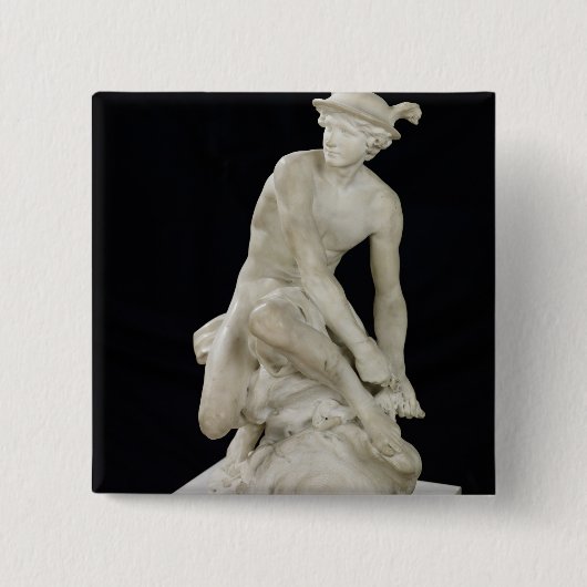 Mercury Attaching the Winged Sandals, 1744 Vierkante Button 5,1 Cm (Voorkant)