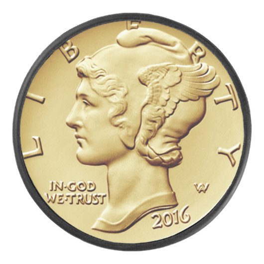 Mercury Dime Centennial Gold Coin Afbeelding ~ Hockey Puck (Voorkant)