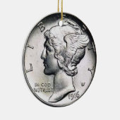 Mercury Dime Money Ornament. Keramisch Ornament (Rechts)