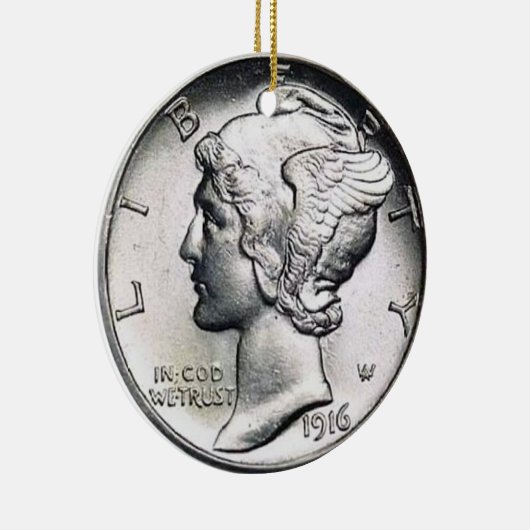 Mercury Dime Money Ornament. Keramisch Ornament (Rechts)