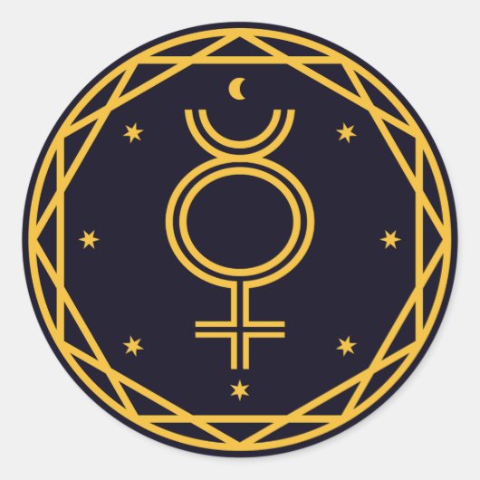Mercury Occultic Celestial Party Ronde Sticker (Voorkant)