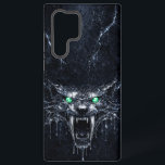 Mercury Sabretooth Green Emerald Eyes Glacial  Samsung Galaxy Hoesje<br><div class="desc">This premium case features a ferocious Sabretooth Tiger head,  sculpted from shimmering liquid silver. The piercing emerald green eyes and massive fangs pop against the dark,  frozen obsidian background. A perfect blend of prehistoric power and futuristic luxury,  designed to clear all camera cutouts.</div>