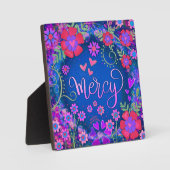 Mercy Blue Roze Paarse Inspirerend Bloemen  Fotoplaat (Voorkant)