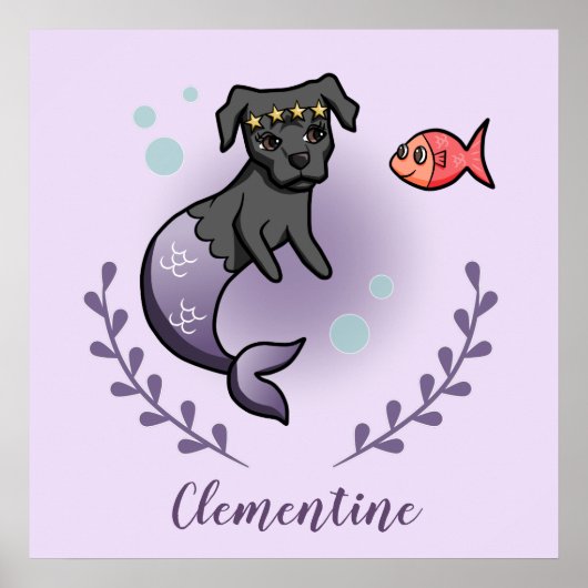 Merdog, Mermaid Dog, Princess, Nursery Room Poster (Voorkant)