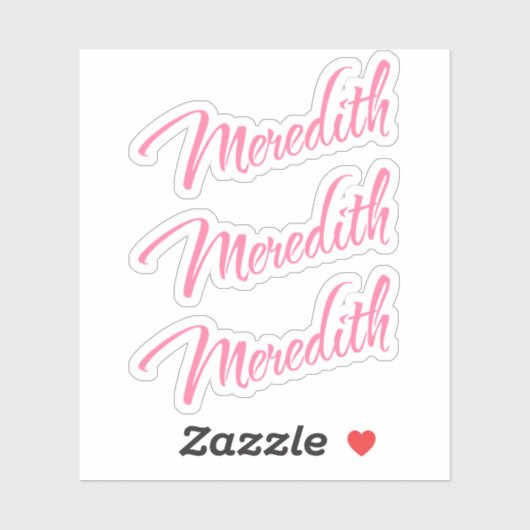 Meredith cursief script in roze x3 sticker (Vel)