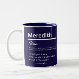 Meredith, Girl Personalized Name Definition Mug Tweekleurige Koffiemok