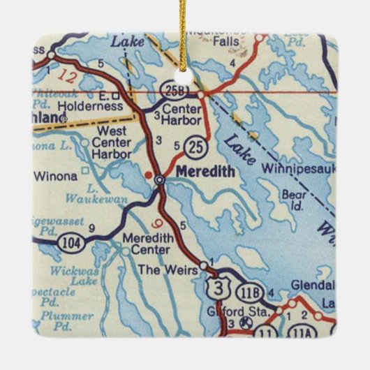 Meredith NH  Map Keramisch Ornament (Achterkant)