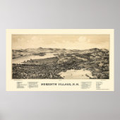 Meredith, NH Panoramic Map - 1889 Poster (Voorkant)