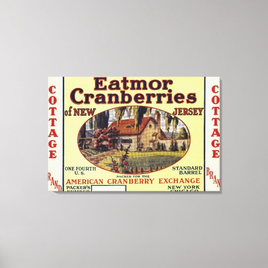 Mereletiket voor katoenhoudende kruinbessen canvas afdruk (Voorkant)