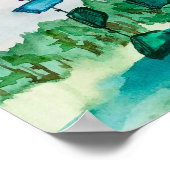 Meren Klinken Blauw Glas Landschap Schildering Poster (Hoek)