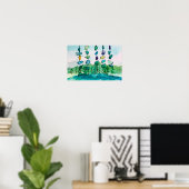 Meren Klinken Blauw Glas Landschap Schildering Poster (Thuiskantoor)
