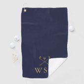 Meren op maat golfclubs navyblauw en goud golfhanddoek (Insitu)