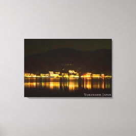 Meren Stad Licht Nacht Hemel Berg Japan Canvas Afdruk