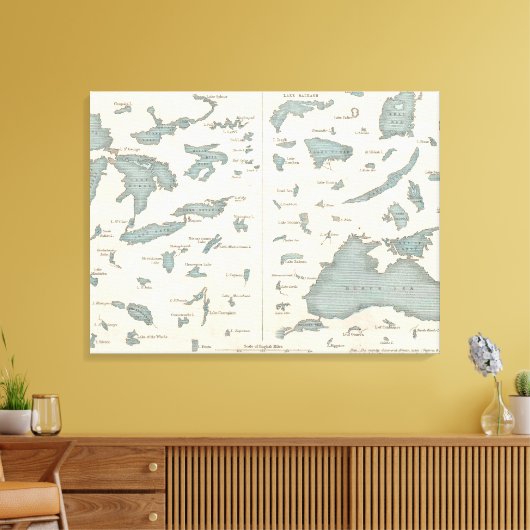  meren van de Wereldkaart (1860) Canvas Afdruk (Insitu (Woonkamer))