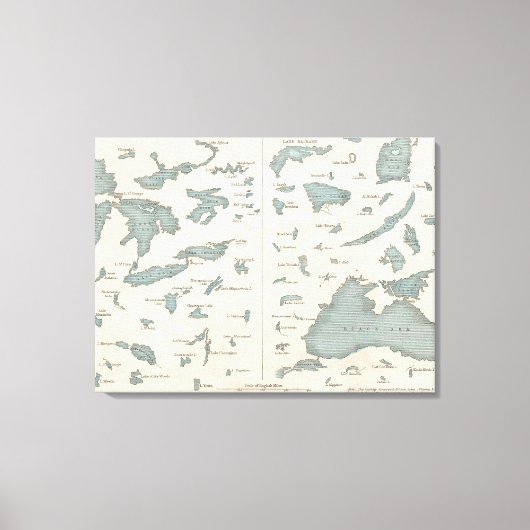  meren van de Wereldkaart (1860) Canvas Afdruk (Voorkant)